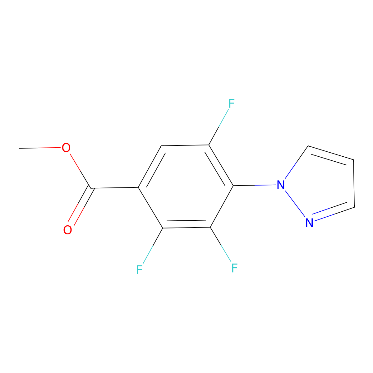 methyl 2,3,5-trifluoro-4-(1H-pyrazol-1-yl)benzoate molecular structure, CAS 1858250-92-6