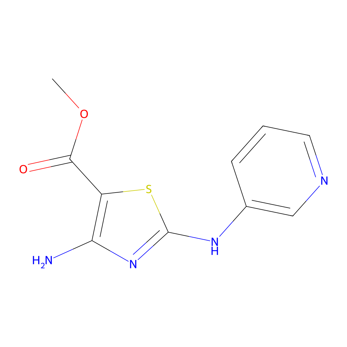 Methyl 4-amino-2-(pyridin-3-ylamino)-1,3-thiazole-5-carboxylate molecular structure, CAS 1858251-02-1