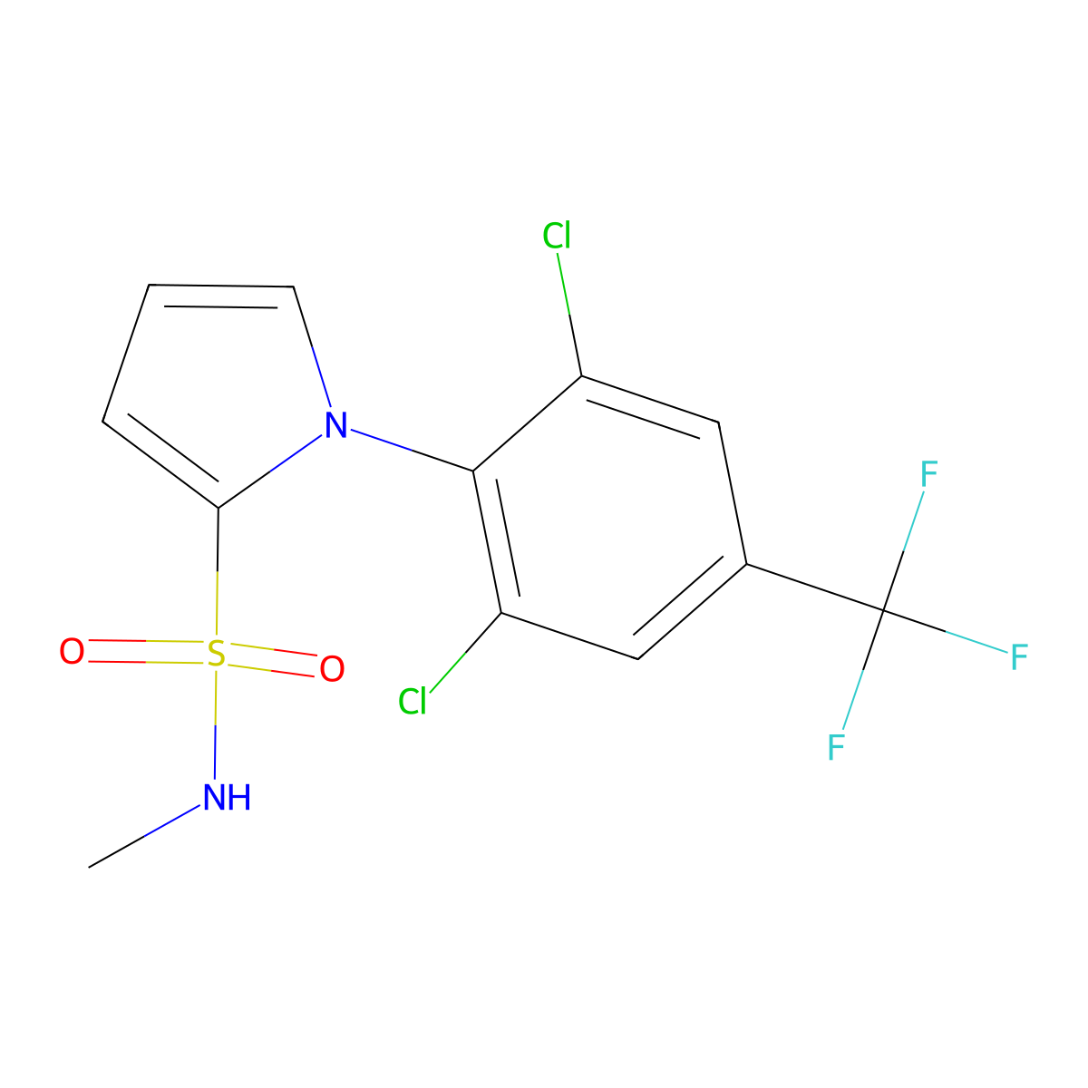 1-[2,6-Dichloro-4-(trifluoromethyl)phenyl]-N-methyl-1H-pyrrole-2-sulfonamide molecular structure, CAS 1858251-13-4