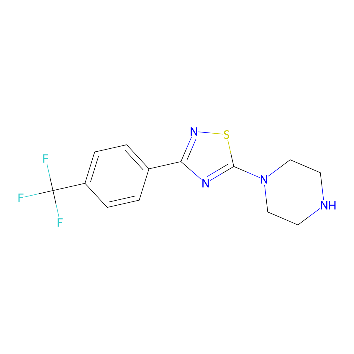 1-{3-[4-(Trifluoromethyl)phenyl]-1,2,4-thiadiazol-5-yl}piperazine molecular structure, CAS 1858251-22-5
