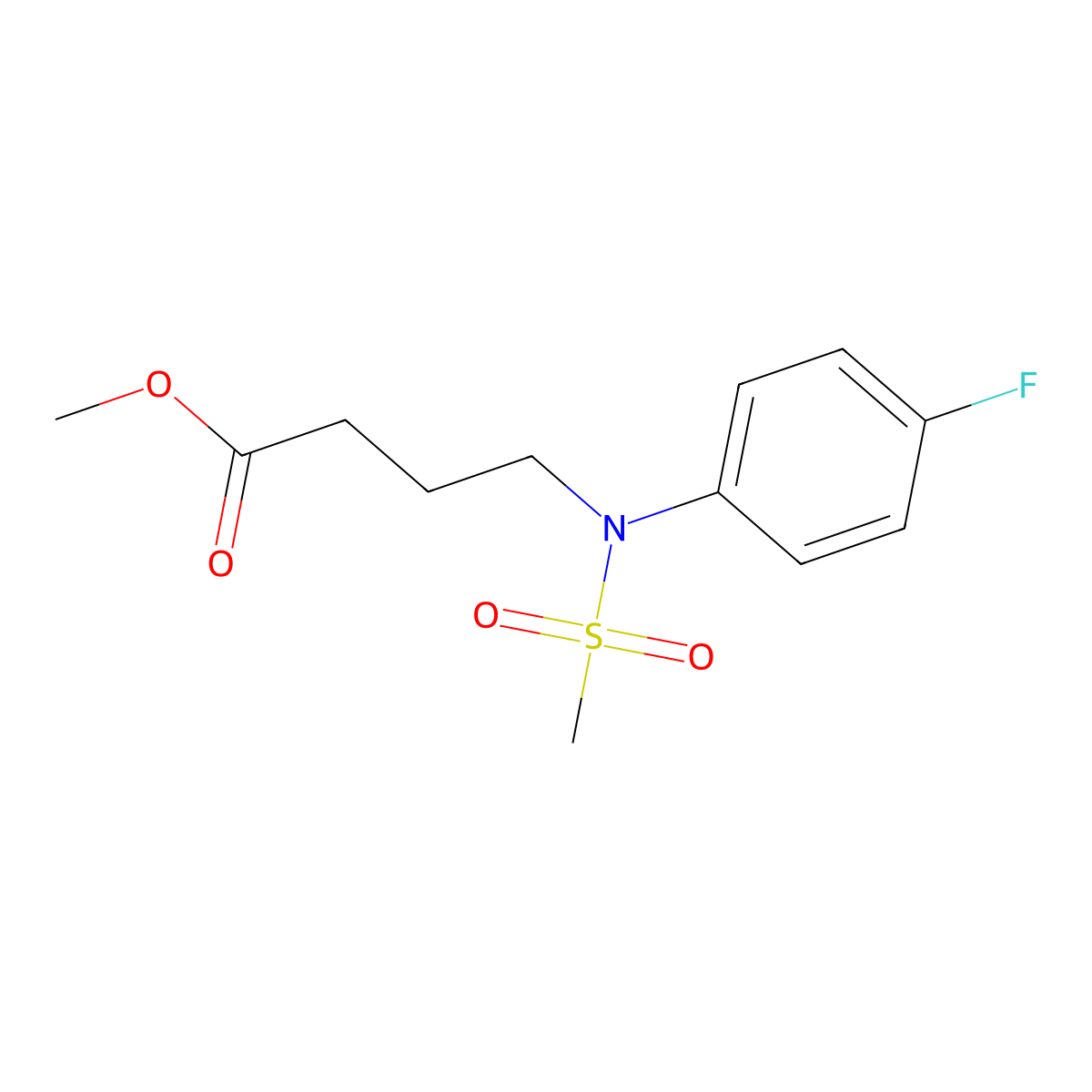 Methyl 4-[(4-fluorophenyl)(methylsulfonyl)amino]butanoate molecular structure, CAS 1858251-25-8