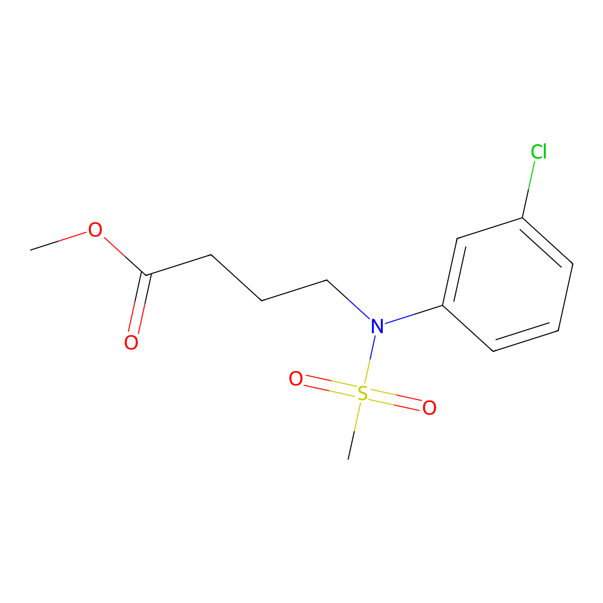 Methyl 4-[(3-chlorophenyl)(methylsulfonyl)amino]butanoate molecular structure, CAS 1858251-33-8