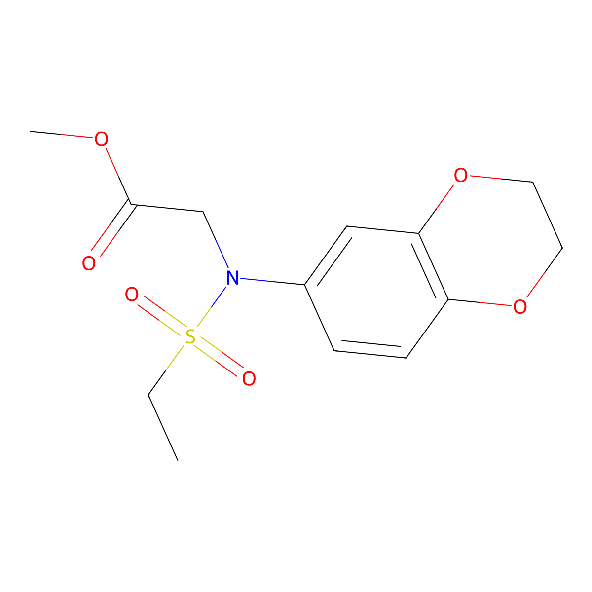 Methyl N-(2,3-dihydro-1,4-benzodioxin-6-yl)-N-(ethylsulfonyl)glycinate molecular structure, CAS 1858251-37-2