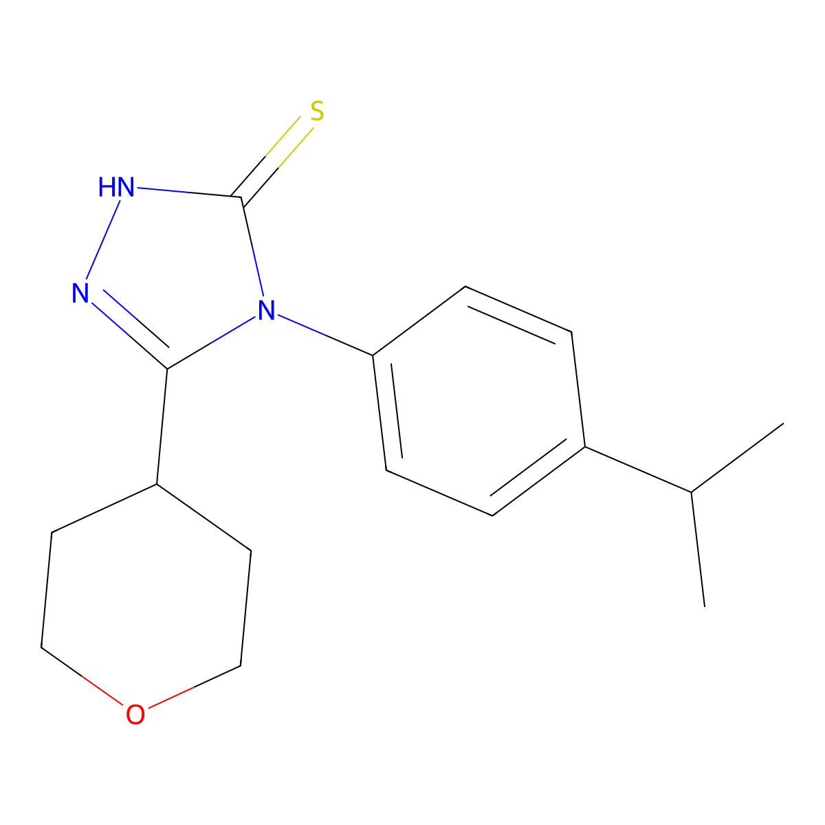 4-(4-Isopropylphenyl)-5-tetrahydro-2H-pyran-4-yl-4H-1,2,4-triazole-3-thiol molecular structure, CAS 1858251-43-0