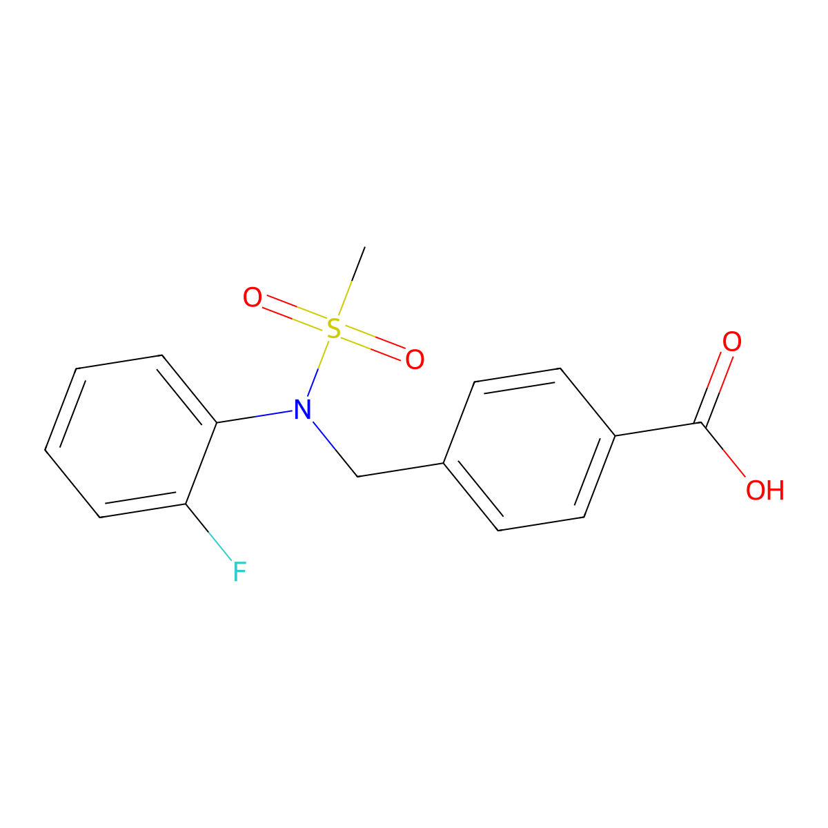 4-{[(2-Fluorophenyl)(methylsulfonyl)amino]methyl}benzoic acid molecular structure, CAS 1858251-51-0
