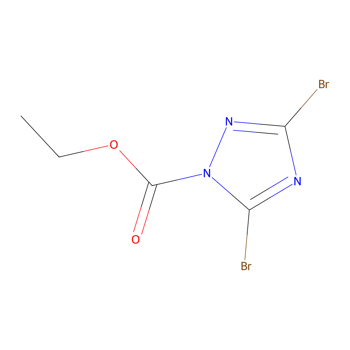 Ethyl 3,5-dibromo-1H-1,2,4-triazole-1-carboxylate molecular structure, CAS 1858251-62-3