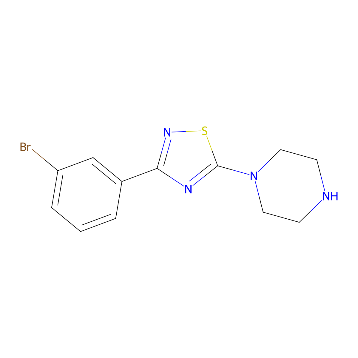 1-[3-(3-Bromophenyl)-1,2,4-thiadiazol-5-yl]piperazine molecular structure, CAS 1858251-63-4