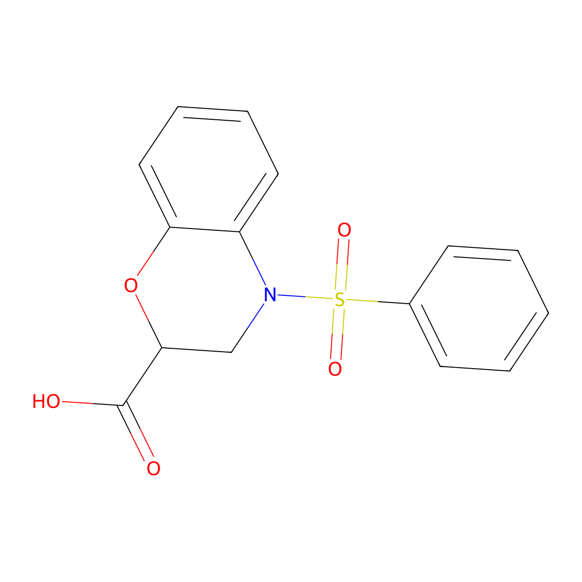 4-(Phenylsulfonyl)-3,4-dihydro-2H-1,4-benzoxazine-2-carboxylic acid molecular structure, CAS 1858251-66-7