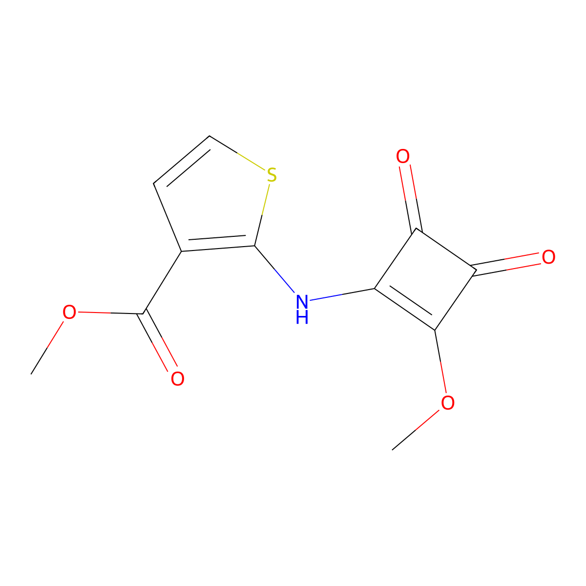 Methyl 2-[(2-methoxy-3,4-dioxocyclobut-1-en-1-yl)amino]thiophene-3-carboxylate molecular structure, CAS 1858251-73-6