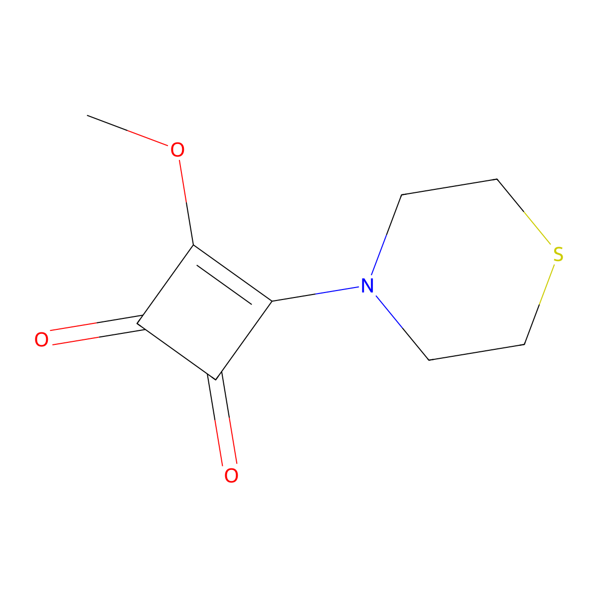 3-Methoxy-4-thiomorpholin-4-ylcyclobut-3-ene-1,2-dione molecular structure, CAS 1858251-77-0