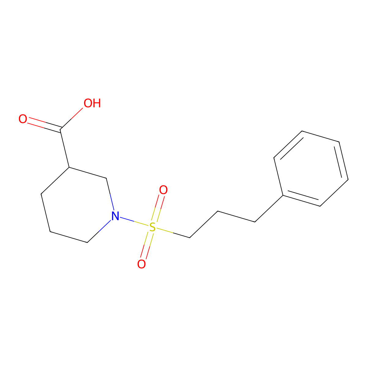 1-[(3-Phenylpropyl)sulfonyl]piperidine-3-carboxylic acid molecular structure, CAS 1858251-79-2