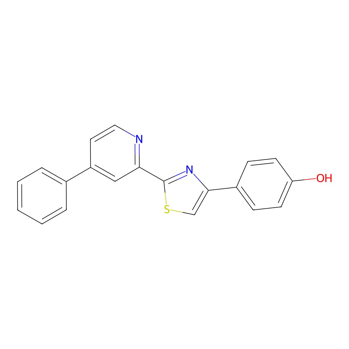 4-(4-Hydroxyphenyl)-2-(4-phenyl-2-pyridyl)thiazole molecular structure, CAS 1858251-80-5