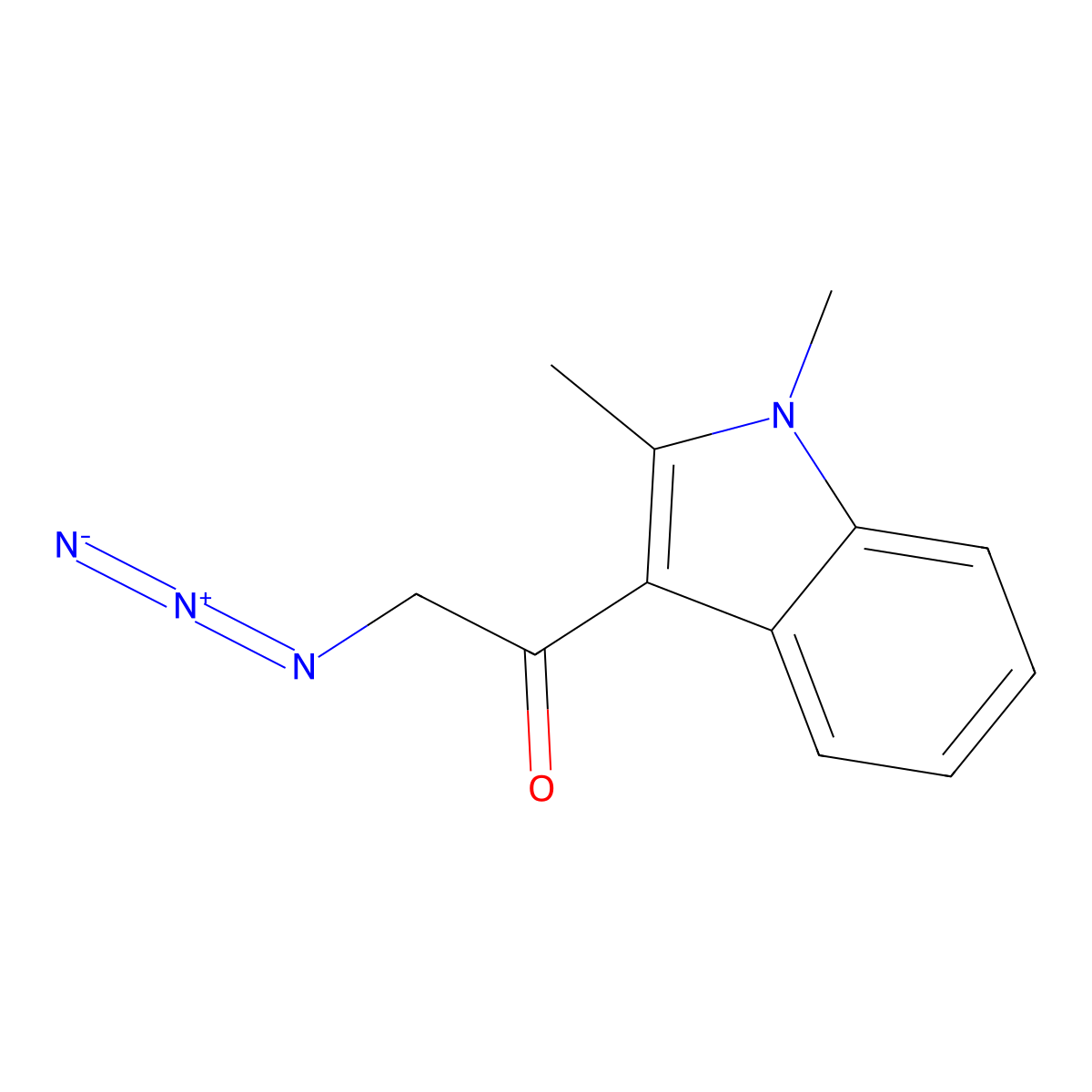 2-Azido-1-(1,2-dimethyl-1H-indol-3-yl)ethanone molecular structure, CAS 1858251-88-3