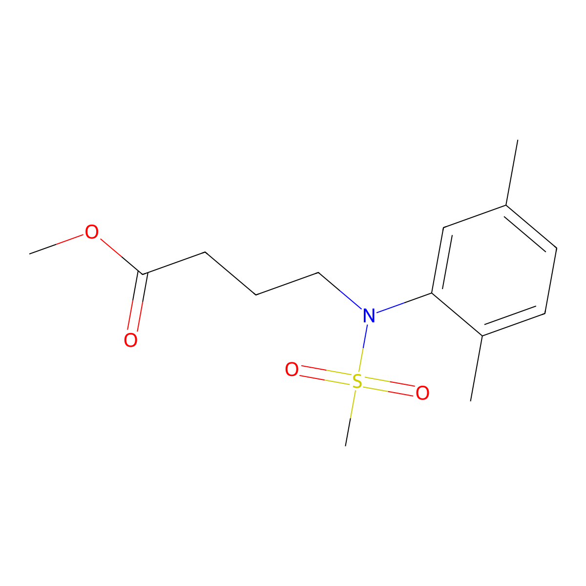 Methyl 4-[(2,5-dimethylphenyl)(methylsulfonyl)amino]butanoate molecular structure, CAS 1858251-98-5