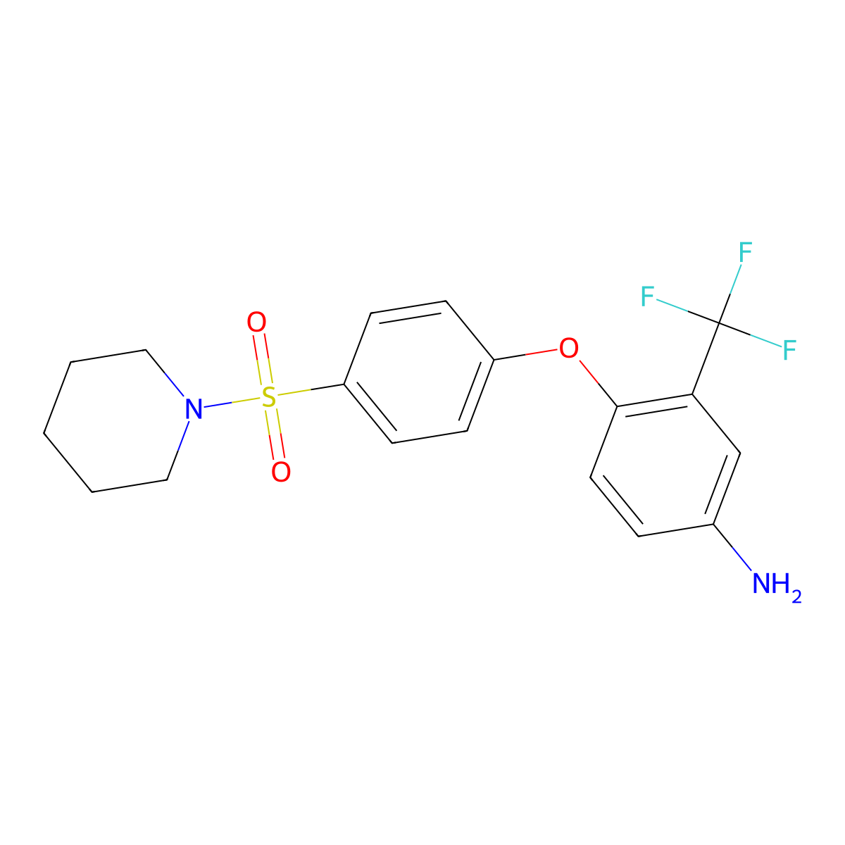 4-[4-(Piperidin-1-ylsulfonyl)phenoxy]-3-(trifluoromethyl)aniline molecular structure, CAS 1858252-16-0