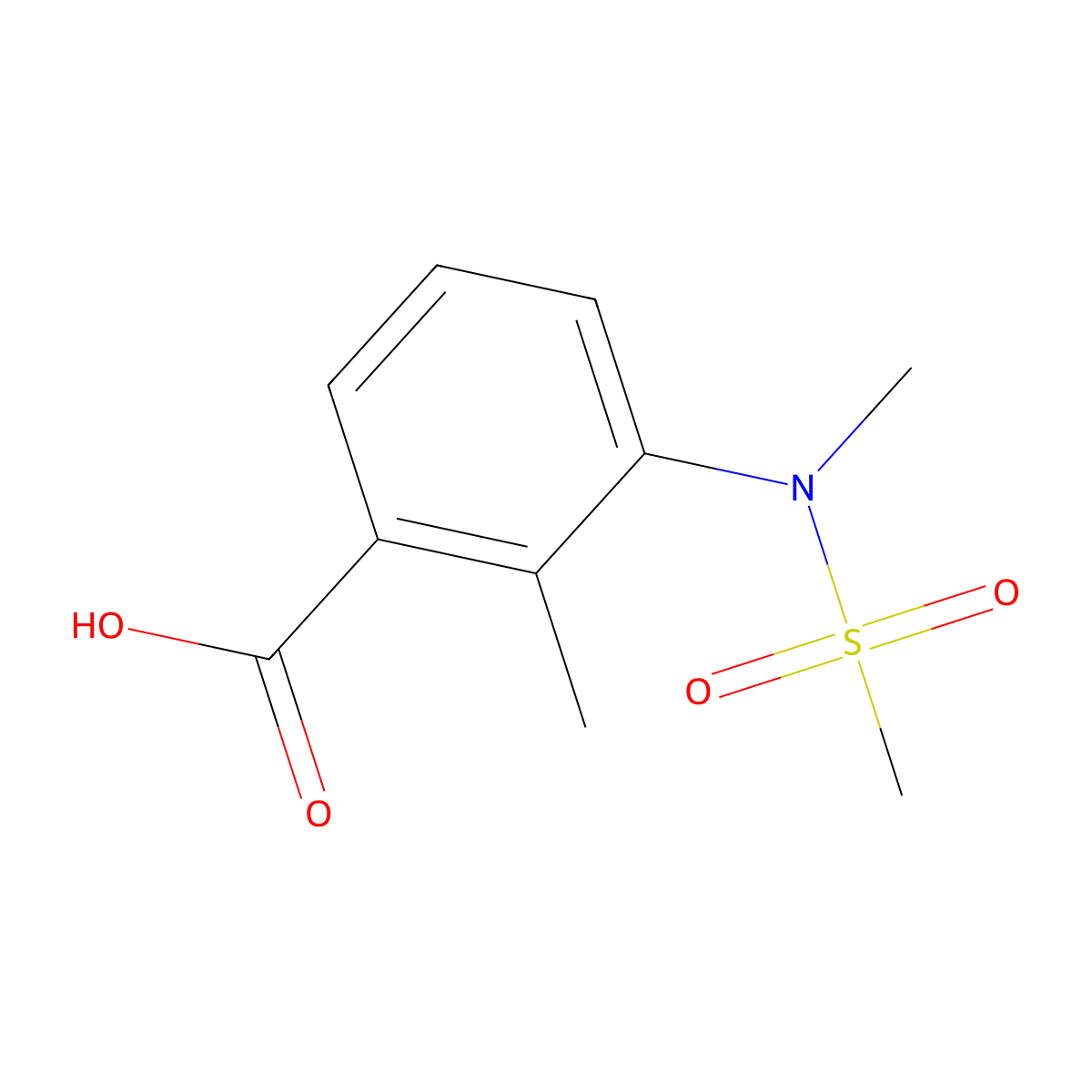 2-Methyl-3-[methyl(methylsulfonyl)amino]benzoic acid molecular structure, CAS 1858252-19-3