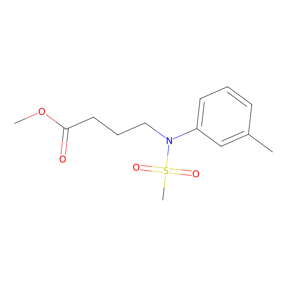 Methyl 4-[(3-methylphenyl)(methylsulfonyl)amino]butanoate molecular structure, CAS 1858252-25-1