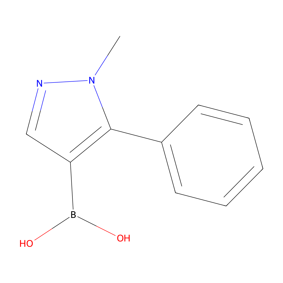 (1-methyl-5-phenyl-1H-pyrazol-4-yl)boronic acid molecular structure, CAS 1858252-28-4