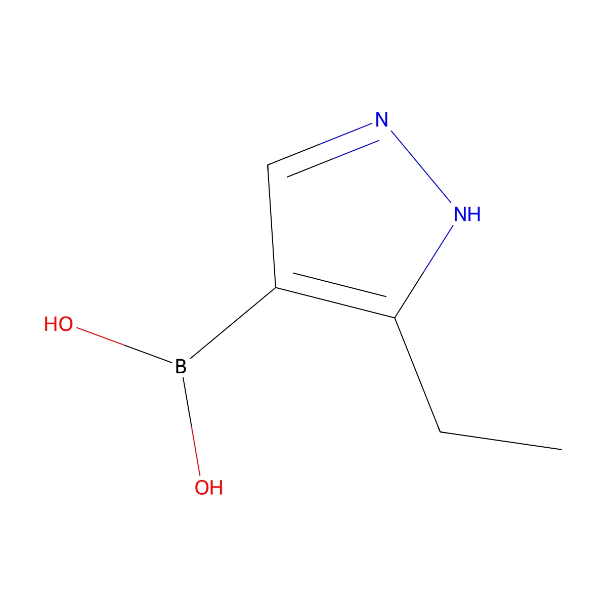 (3-ethyl-1H-pyrazol-4-yl)boronic acid molecular structure, CAS 1858252-31-9