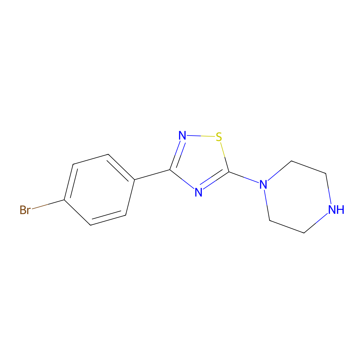1-[3-(4-Bromophenyl)-1,2,4-thiadiazol-5-yl]piperazine molecular structure, CAS 1858254-95-1