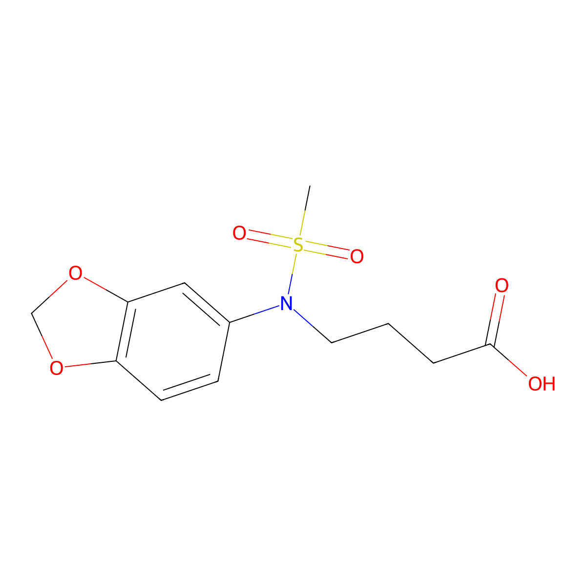 4-[1,3-Benzodioxol-5-yl(methylsulfonyl)amino]butanoic acid molecular structure, CAS 1858254-97-3