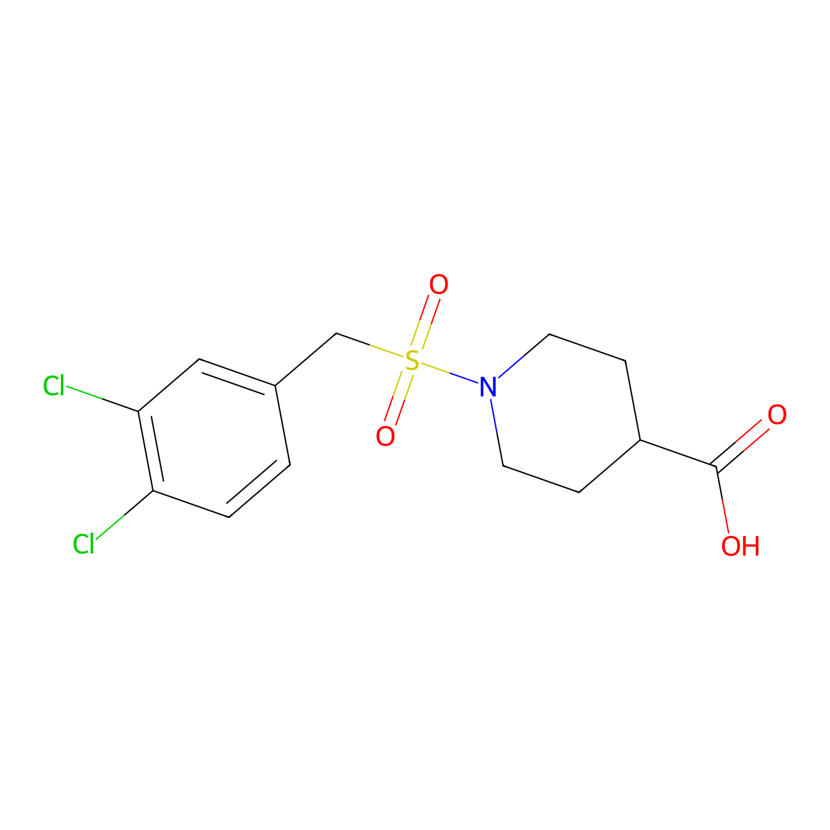 1-[(3,4-Dichlorobenzyl)sulfonyl]piperidine-4-carboxylic acid molecular structure, CAS 1858254-99-5