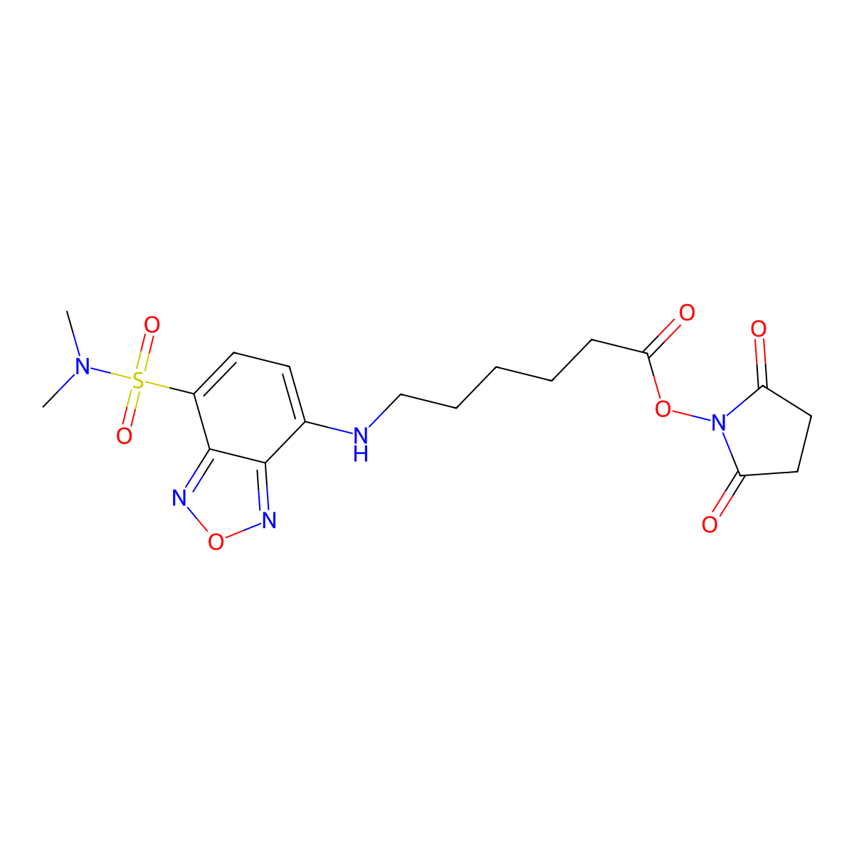 Succinimidyl 6-[[7-(N,N-Dimethylaminosulfonyl)-2,1,3-benzoxadiazol-4-yl]amino]hexanoate molecular structure, CAS 1858255-08-9