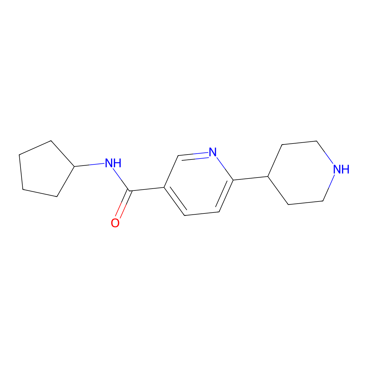 N-cyclopentyl-6-(piperidin-4-yl)pyridine-3-carboxamide molecular structure, CAS 1858255-26-1
