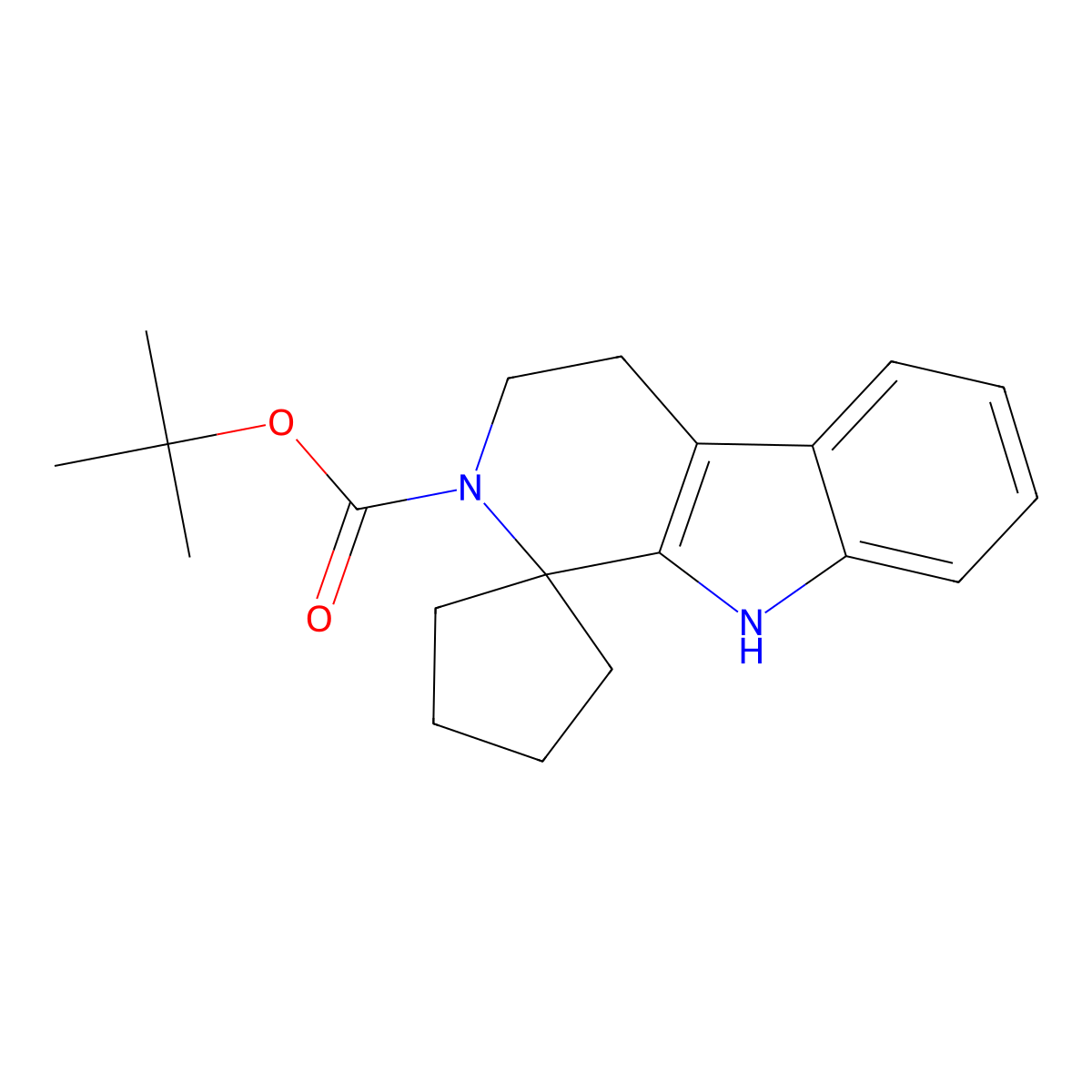 tert-Butyl 4,9-dihydrospiro[beta-carboline-1,1'-cyclopentane]-2(3H)-carboxylate molecular structure, CAS 1858255-32-9
