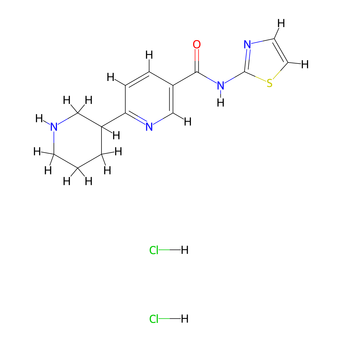 6-Piperidin-3-yl-N-1,3-thiazol-2-ylnicotinamide dihydrochloride molecular structure, CAS 1858255-39-6