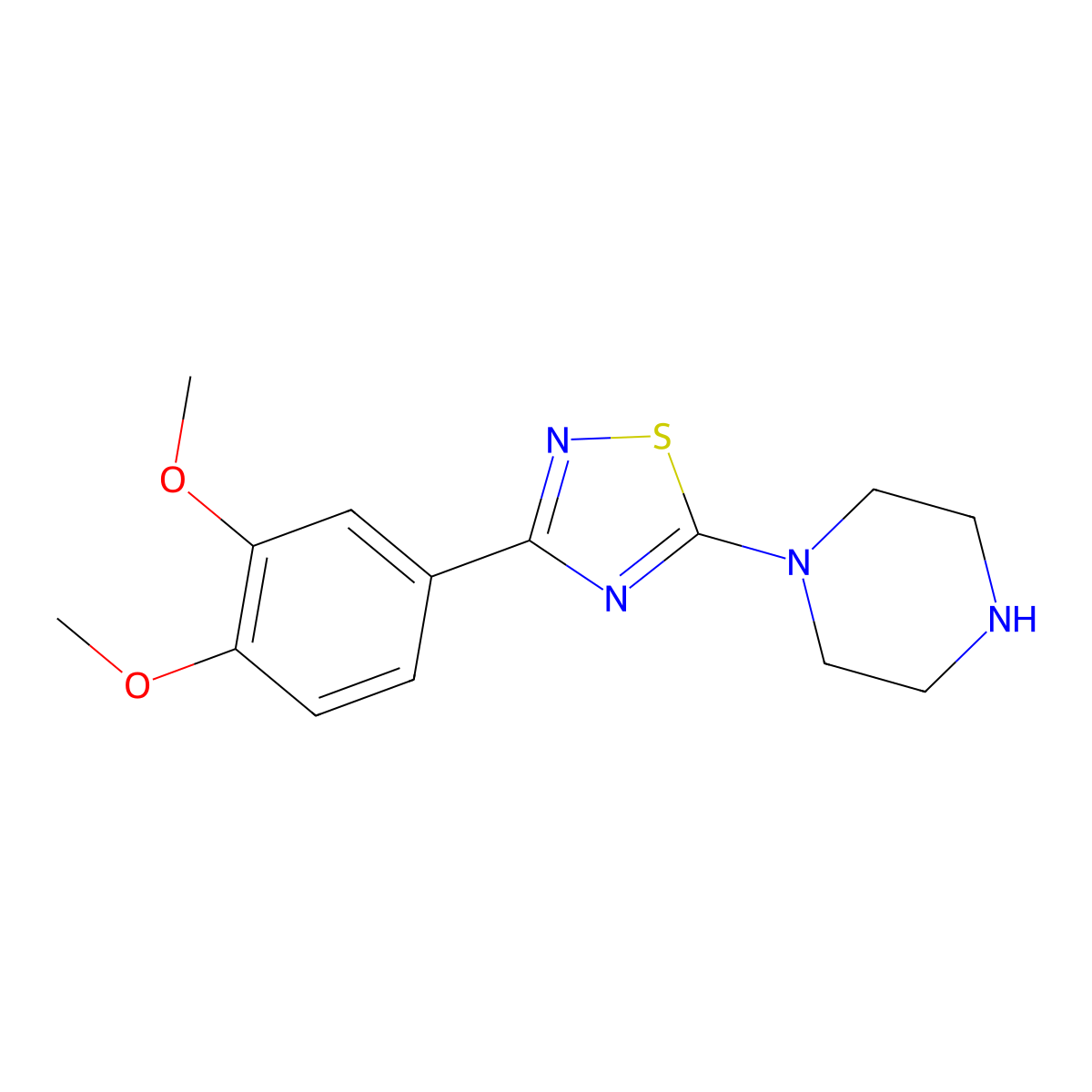 1-[3-(3,4-Dimethoxyphenyl)-1,2,4-thiadiazol-5-yl]piperazine molecular structure, CAS 1858255-42-1