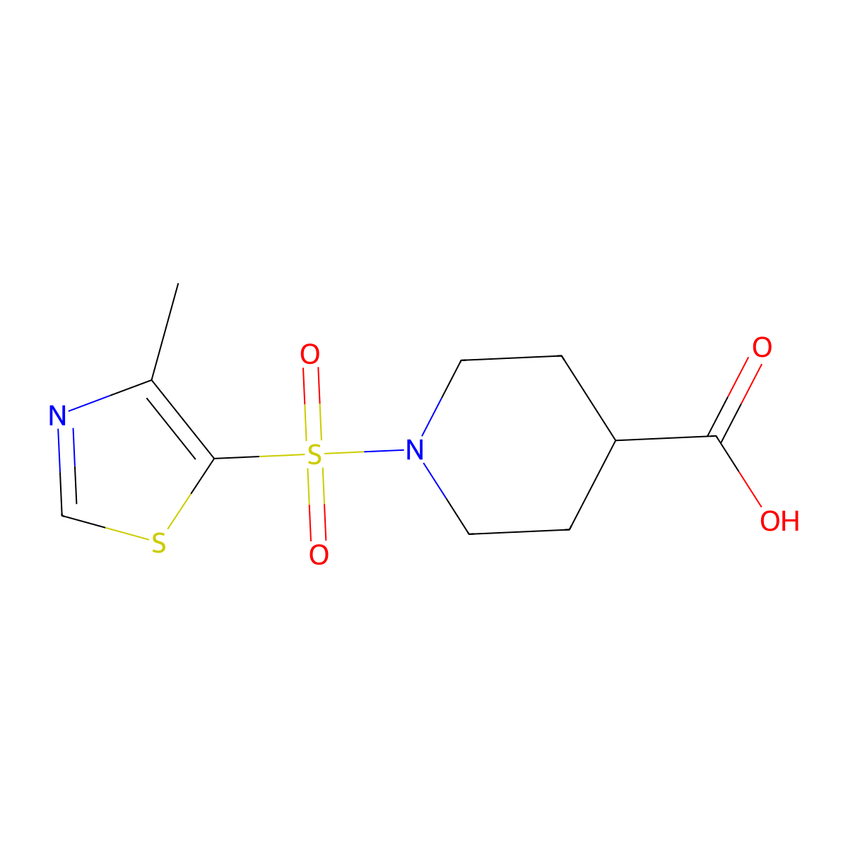 1-[(4-Methyl-1,3-thiazol-5-yl)sulfonyl]piperidine-4-carboxylic acid molecular structure, CAS 1858255-45-4