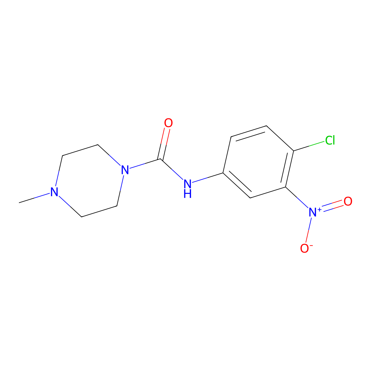 N-(4-chloro-3-nitrophenyl)-4-methylpiperazine-1-carboxamide molecular structure, CAS 1858255-73-8
