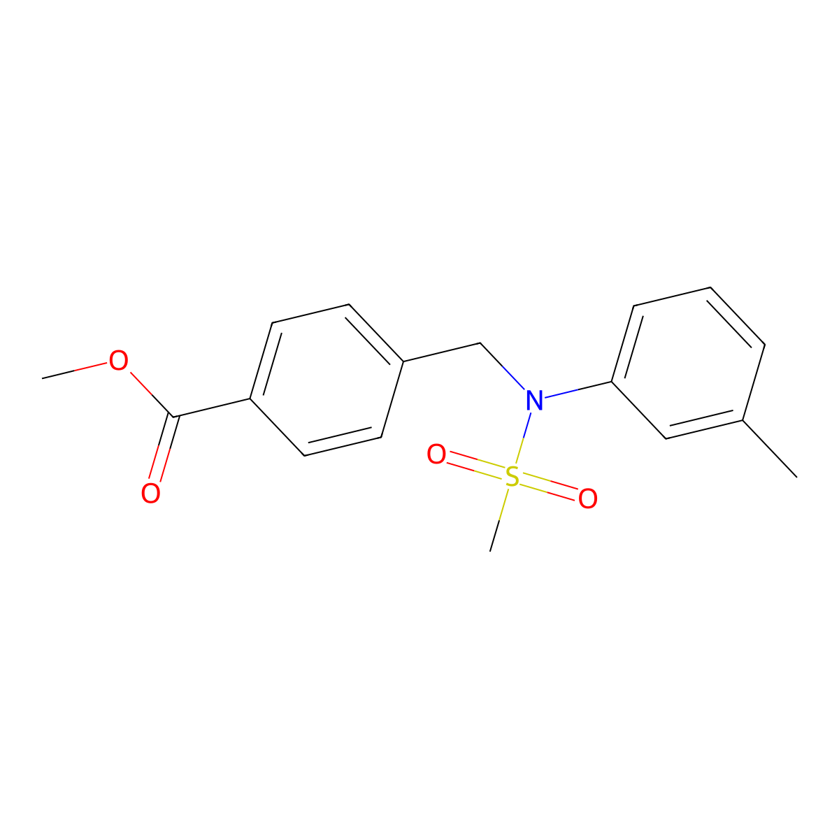 Methyl 4-{[(3-methylphenyl)(methylsulfonyl)amino]methyl}benzoate molecular structure, CAS 1858255-98-7