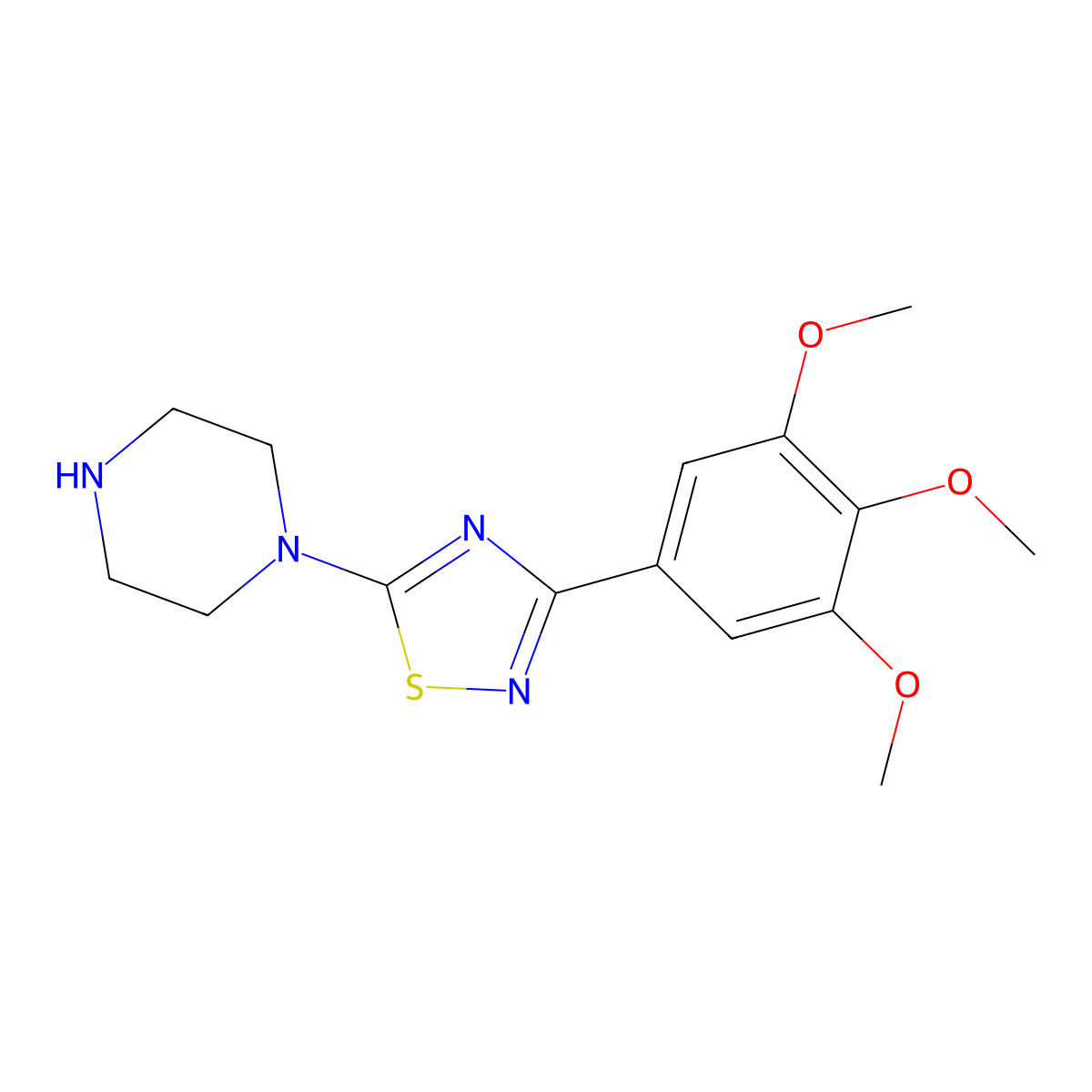 1-[3-(3,4,5-Trimethoxyphenyl)-1,2,4-thiadiazol-5-yl]piperazine molecular structure, CAS 1858256-03-7