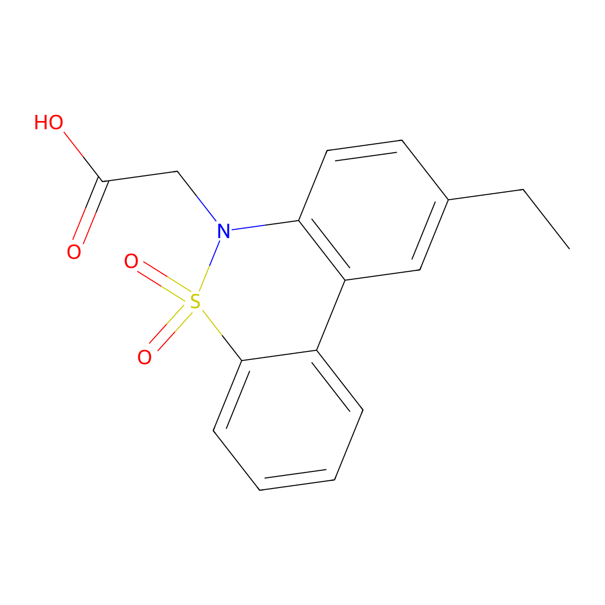 (9-Ethyl-5,5-dioxido-6H-dibenzo[c,e][1,2]thiazin-6-yl)acetic acid molecular structure, CAS 1858256-08-2