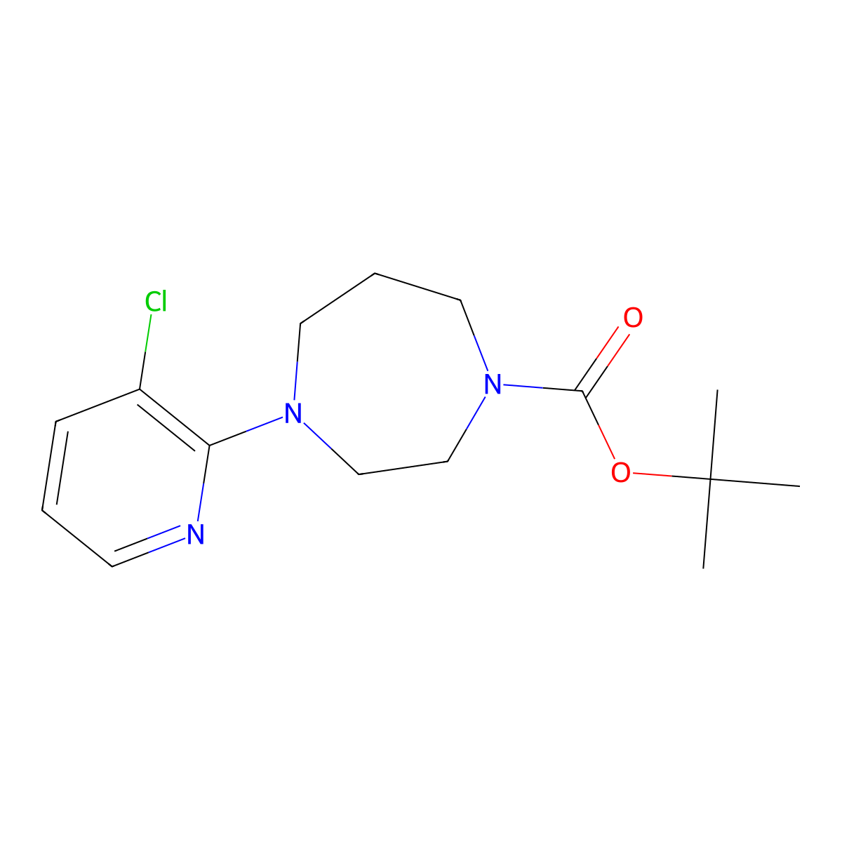 Tert-butyl 4-(3-chloropyridin-2-YL)-1,4-diazepane-1-carboxylate molecular structure, CAS 1858256-15-1