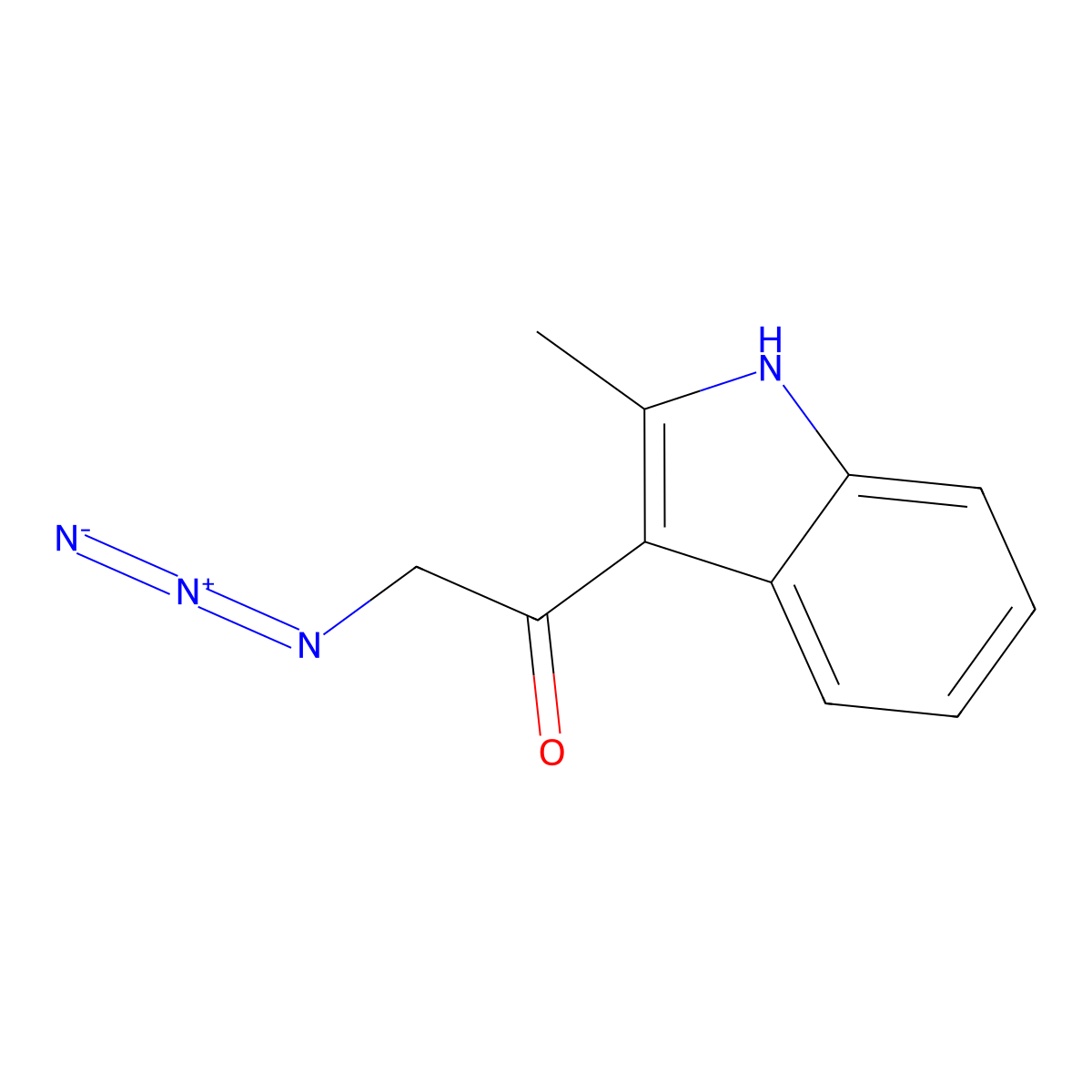 2-Azido-1-(2-methyl-1H-indol-3-yl)ethanone molecular structure, CAS 1858256-28-6