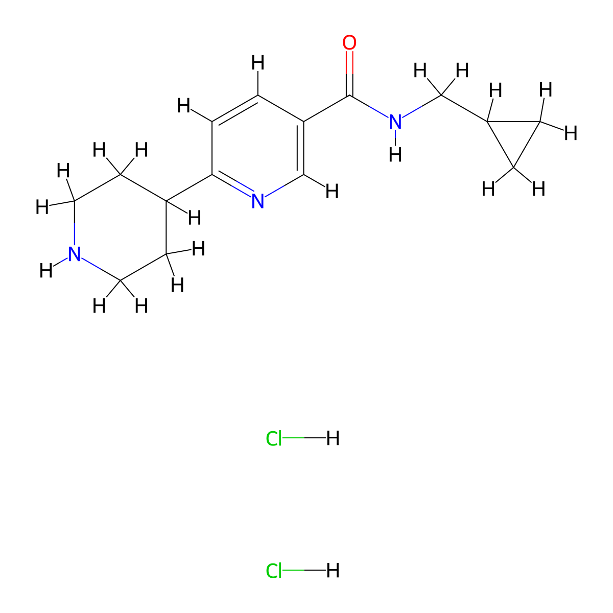 N-(Cyclopropylmethyl)-6-piperidin-4-ylnicotinamide dihydrochloride molecular structure, CAS 1858256-32-2