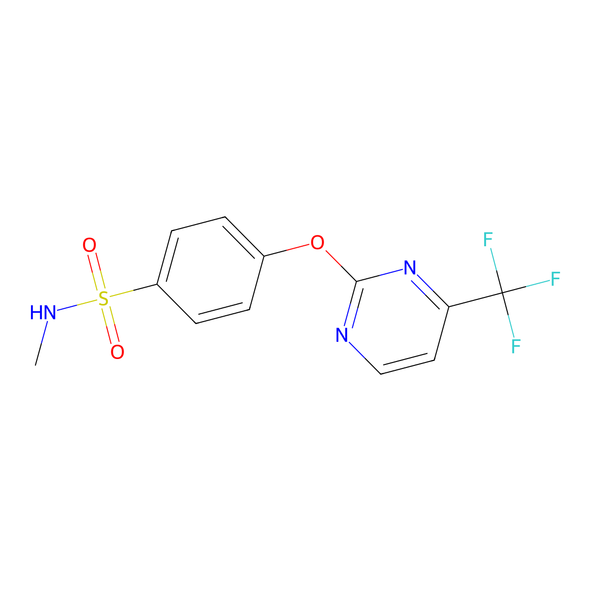 N-Methyl-4-{[4-(trifluoromethyl)pyrimidin-2-yl]oxy}benzenesulfonamide molecular structure, CAS 1858256-57-1