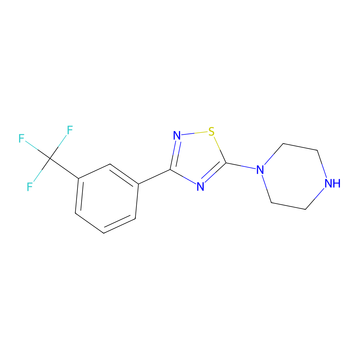 1-{3-[3-(Trifluoromethyl)phenyl]-1,2,4-thiadiazol-5-yl}piperazine molecular structure, CAS 1858256-60-6