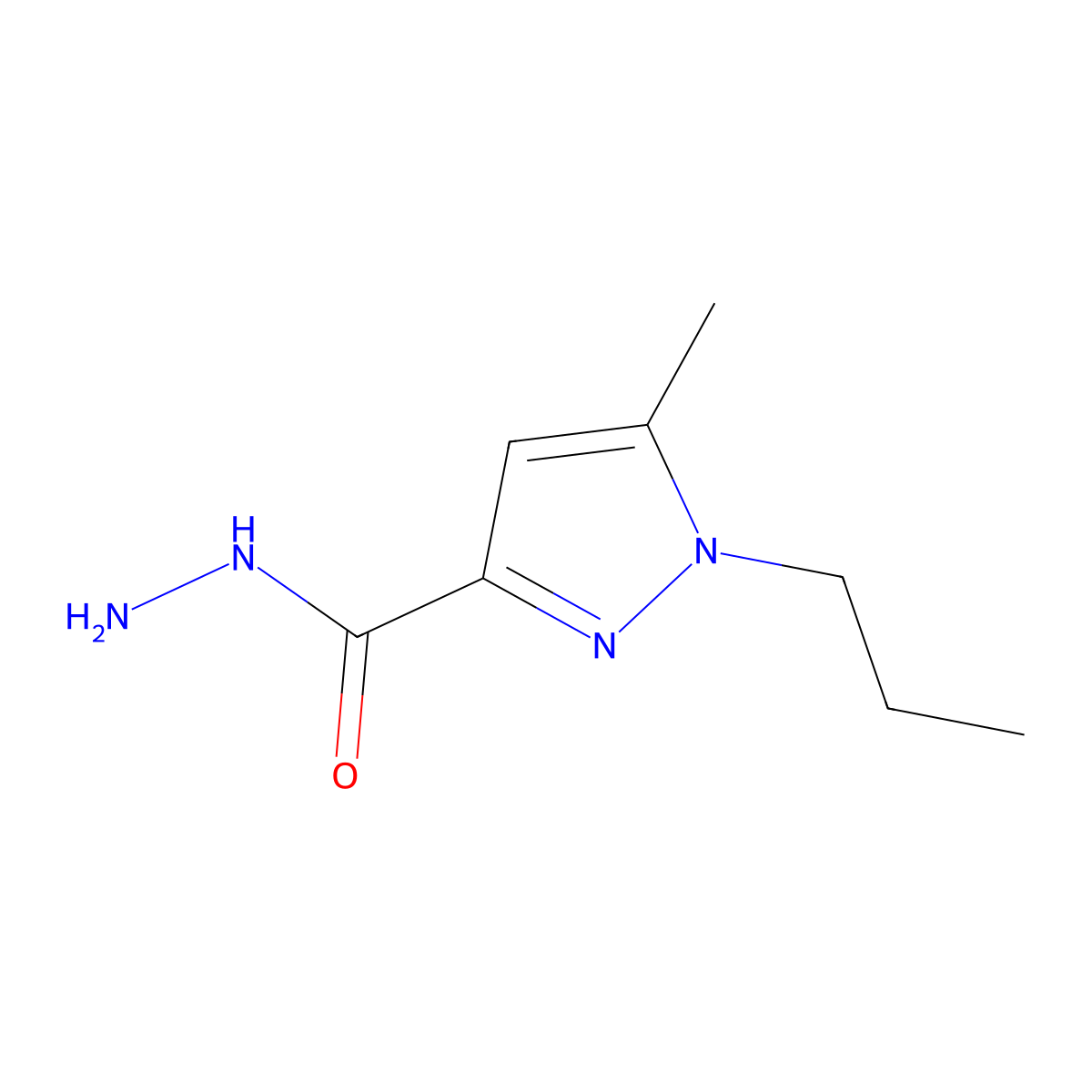 5-Methyl-1-propyl-1H-pyrazole-3-carbohydrazide molecular structure, CAS 1858256-70-8