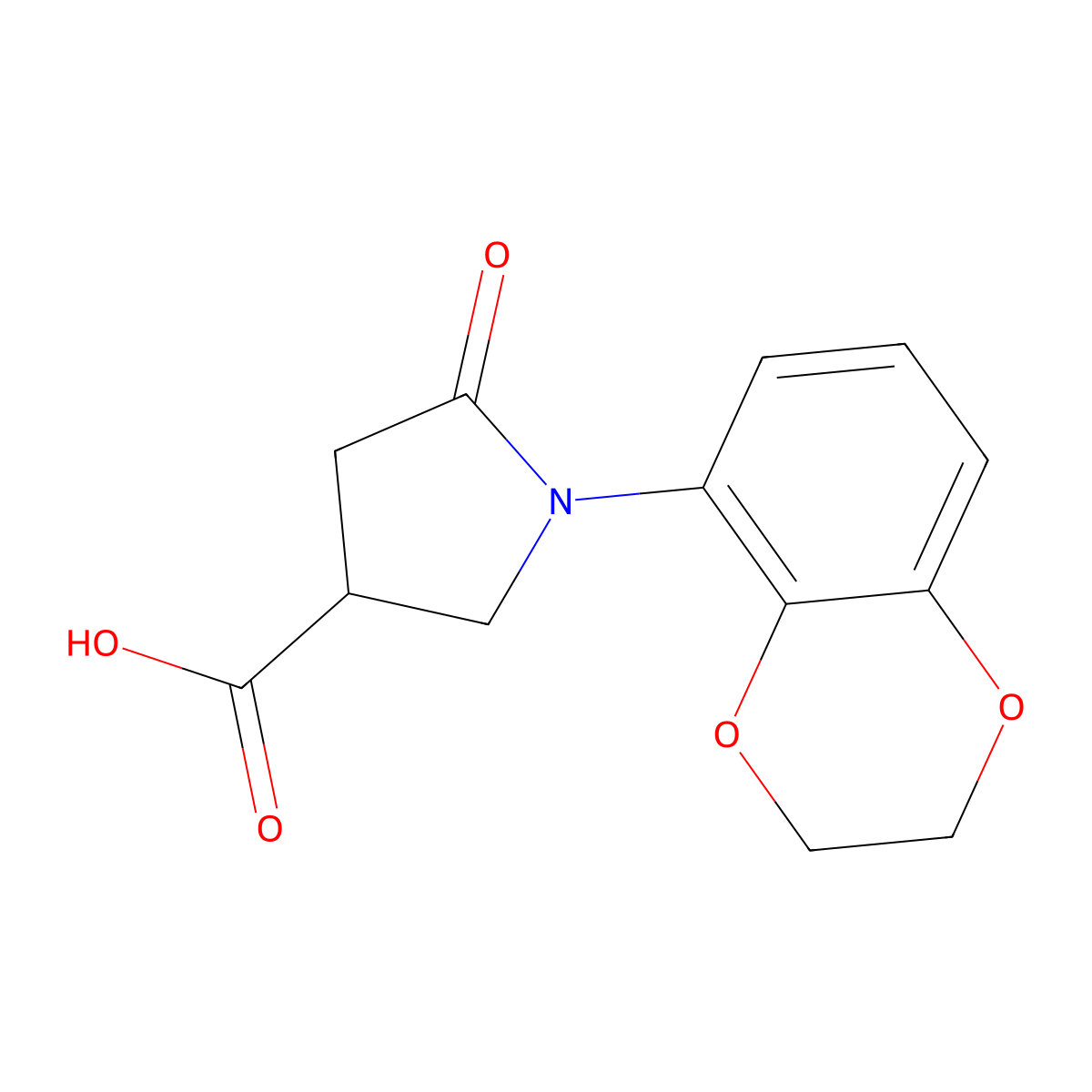 1-(2,3-Dihydro-1,4-benzodioxin-5-yl)-5-oxopyrrolidine-3-carboxylic acid molecular structure, CAS 1858256-71-9