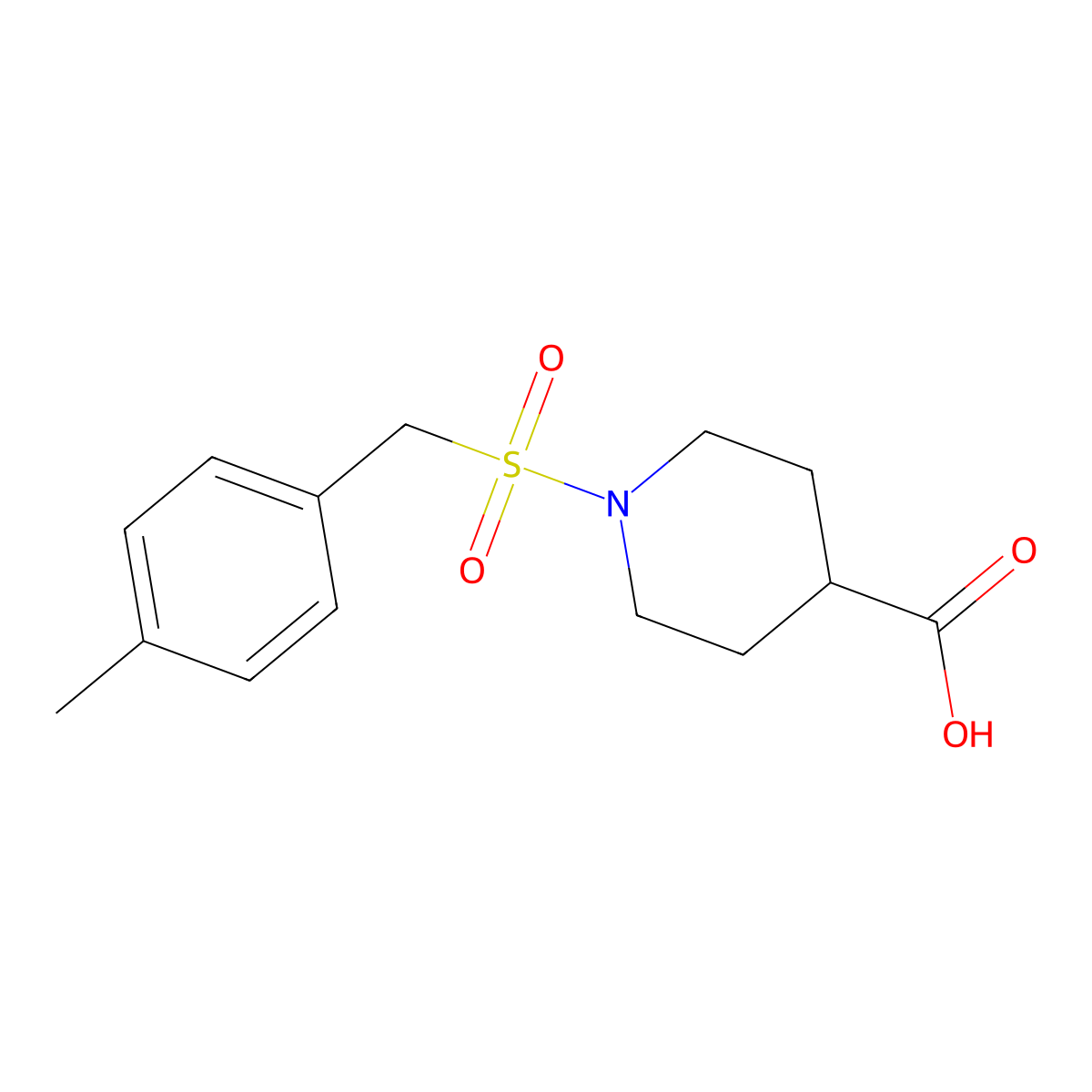 1-[(4-Methylbenzyl)sulfonyl]piperidine-4-carboxylic acid molecular structure, CAS 1858256-76-4