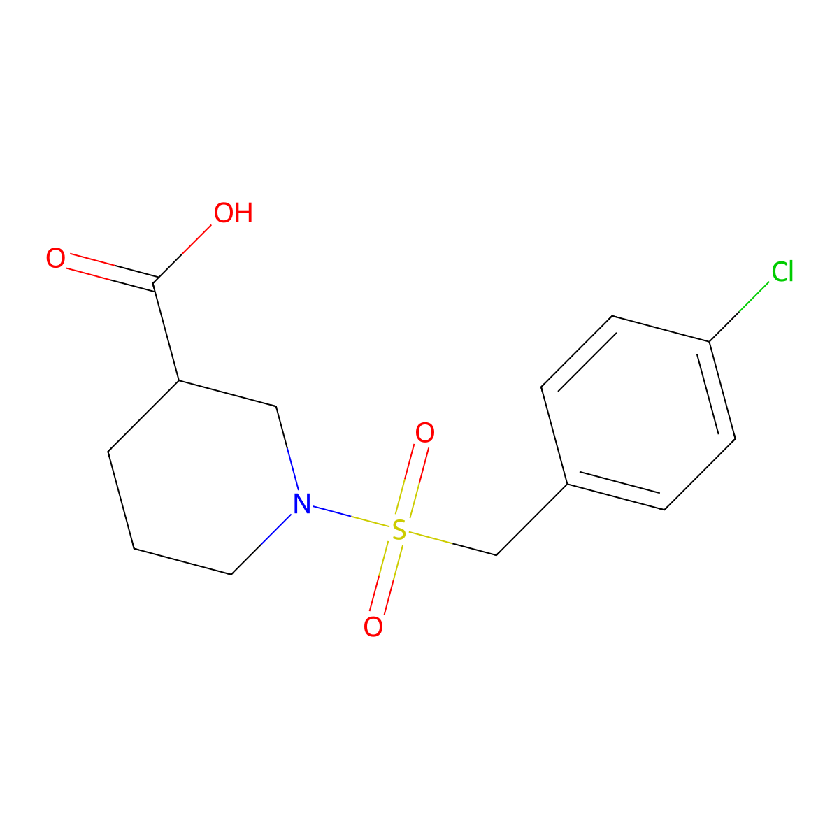 1-[(4-Chlorobenzyl)sulfonyl]piperidine-3-carboxylic acid molecular structure, CAS 1858256-77-5