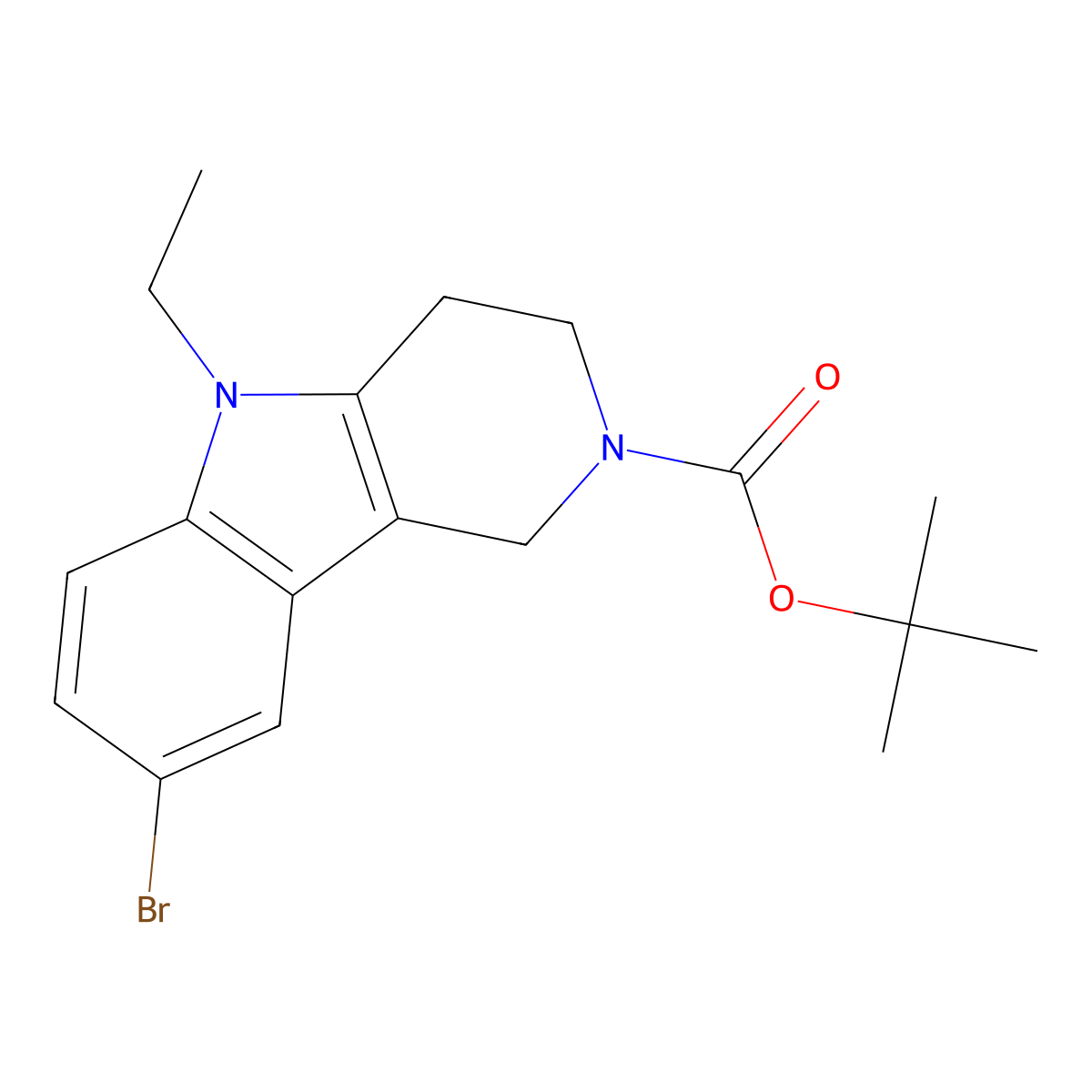 tert-Butyl 8-bromo-5-ethyl-1,3,4,5-tetrahydro-2H-pyrido[4,3-b]indole-2-carboxylate molecular structure, CAS 1858256-79-7