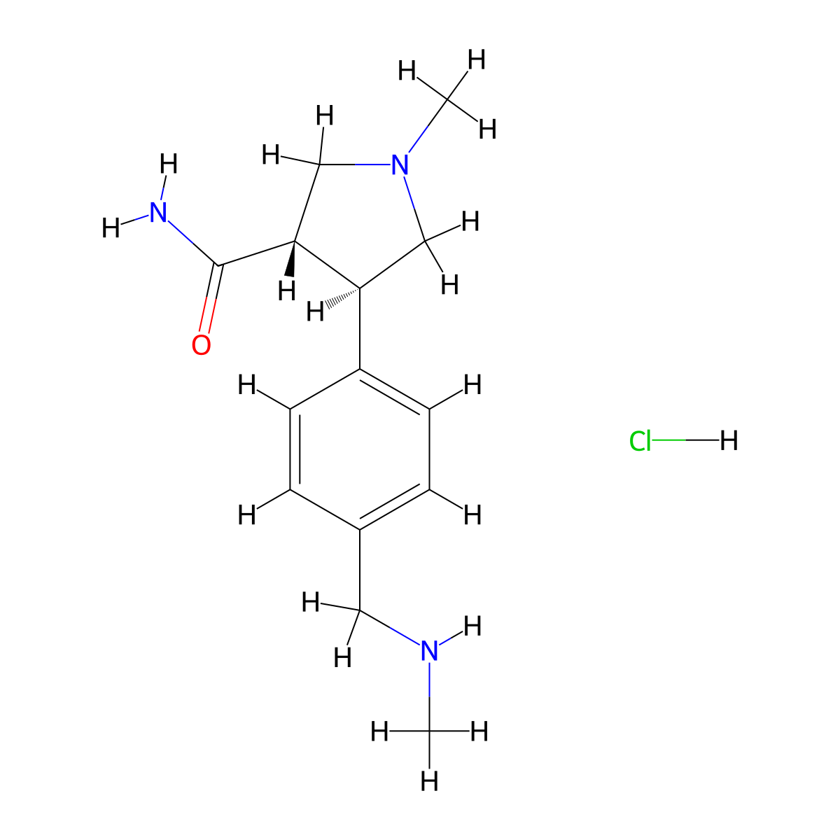1-Methyl-4-(4-[(methylamino)methyl]phenyl)pyrrolidine-3-carboxamide hydrochloride molecular structure, CAS 1858256-83-3