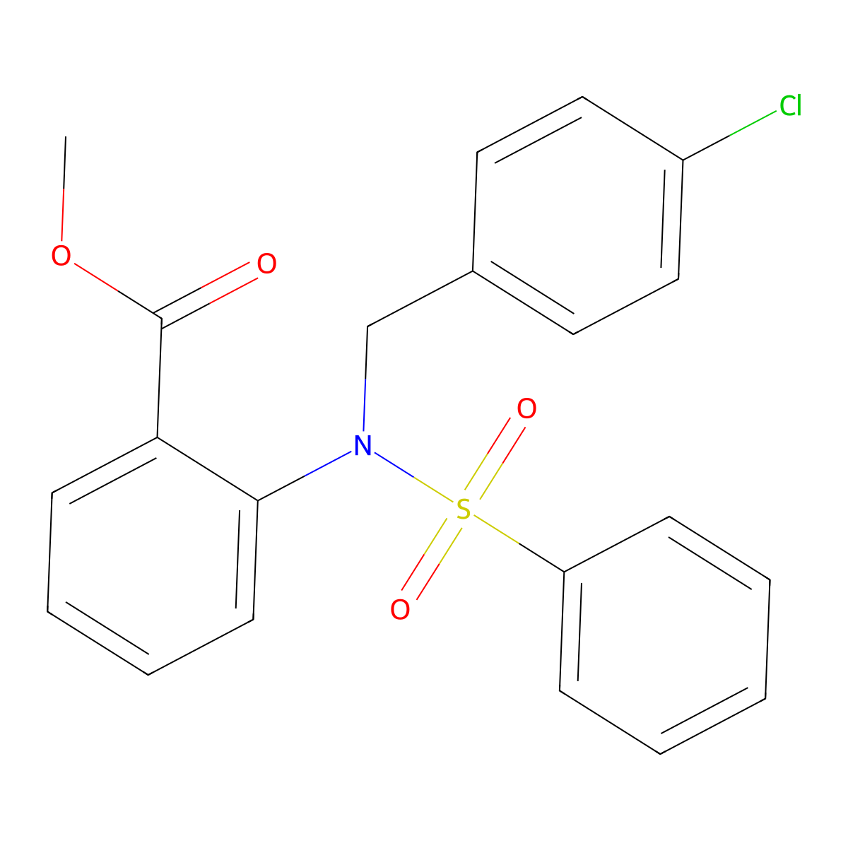 Methyl 2-[(4-chlorobenzyl)(phenylsulfonyl)amino]benzoate molecular structure, CAS 1858257-24-5