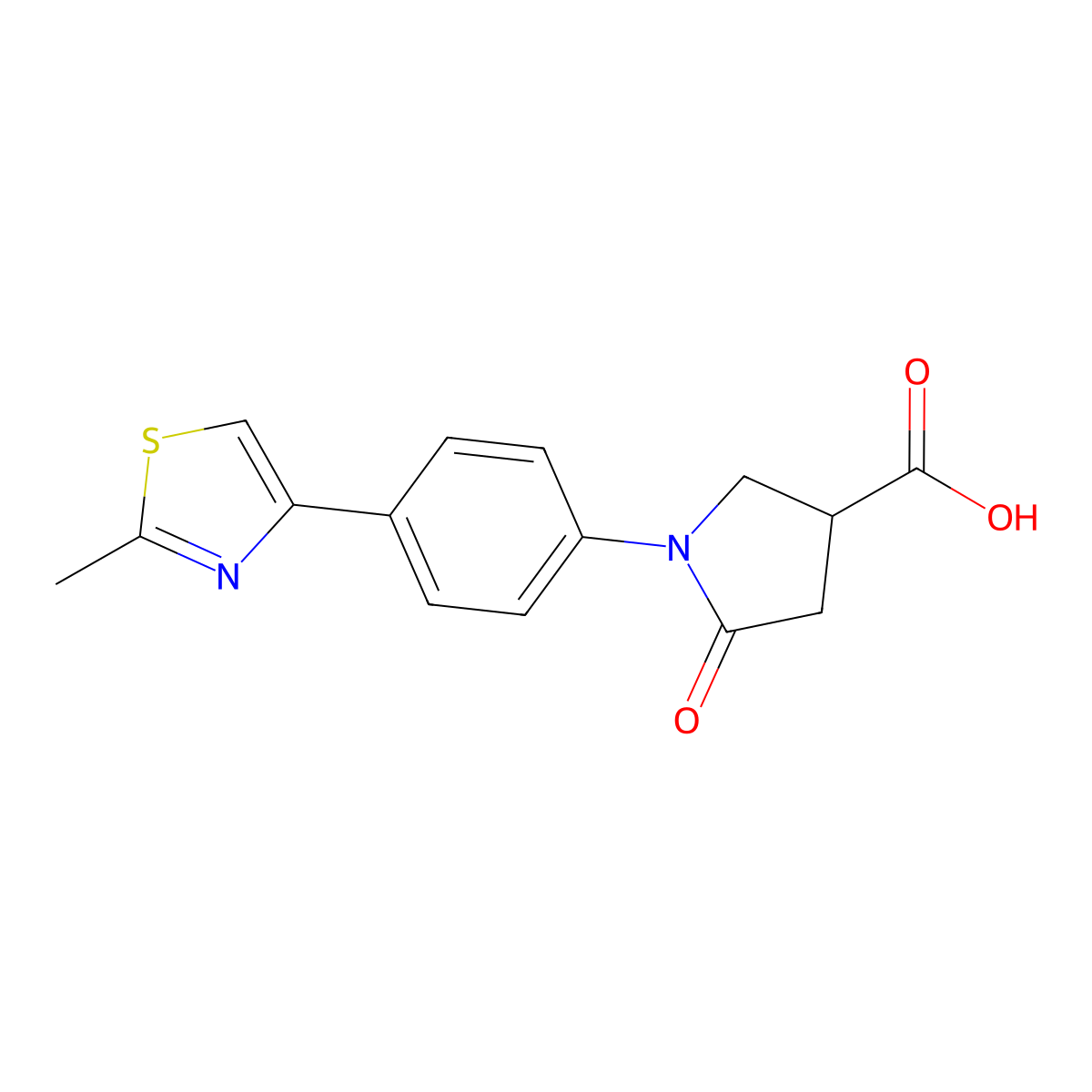 1-[4-(2-Methyl-1,3-thiazol-4-yl)phenyl]-5-oxopyrrolidine-3-carboxylic acid molecular structure, CAS 1858257-28-9