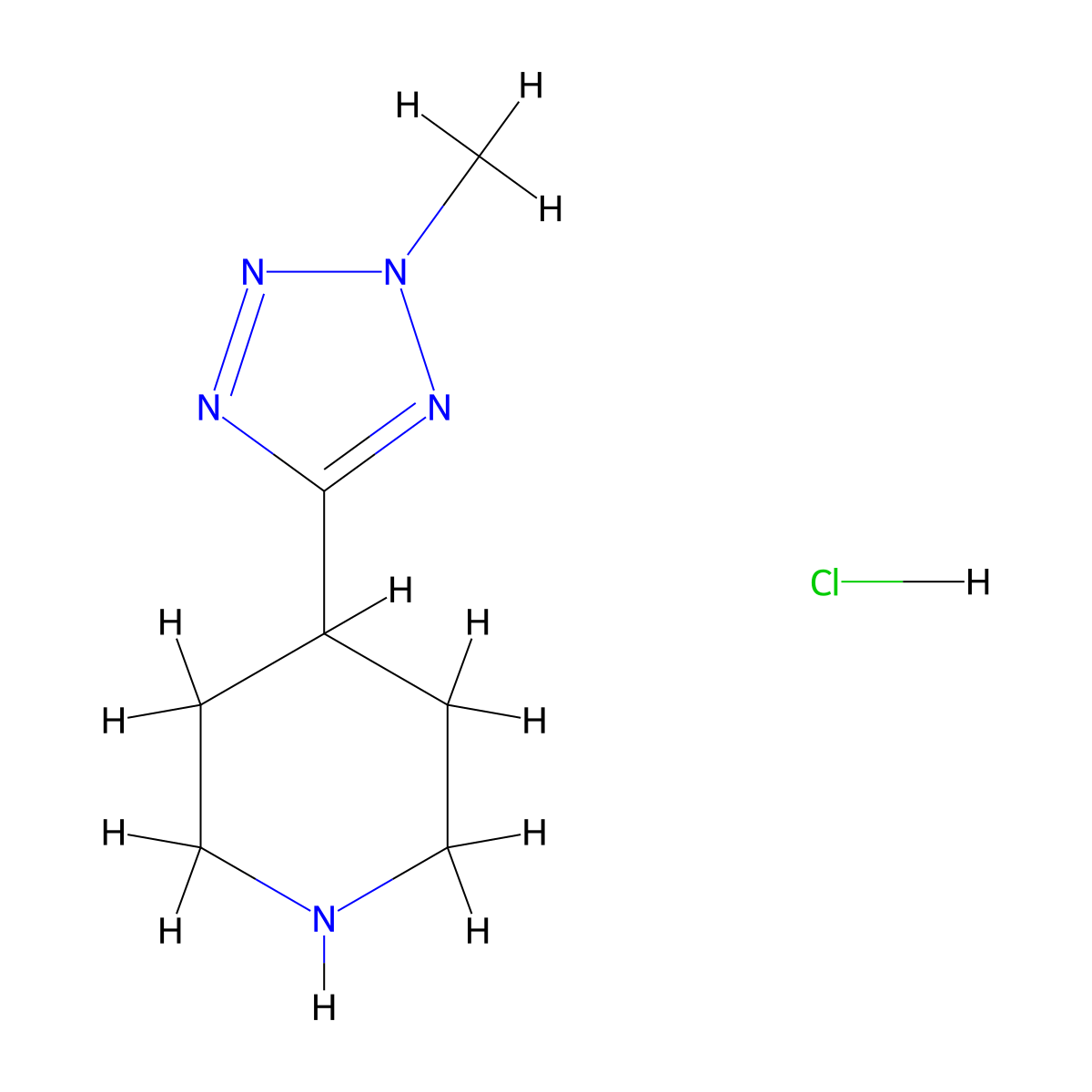4-(2-methyl-2H-1,2,3,4-tetrazol-5-yl)piperidine hydrochloride molecular structure, CAS 1858260-98-6